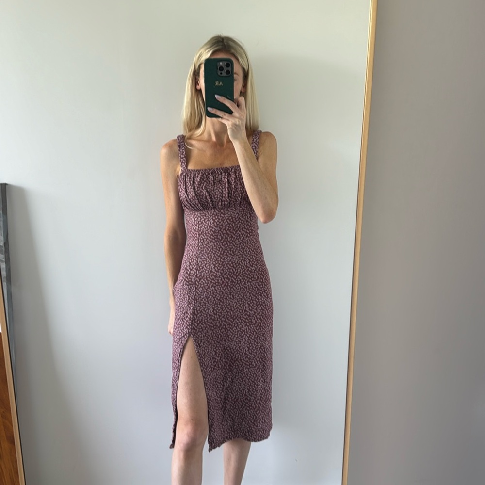 Abercrombie maroon floral midi dress